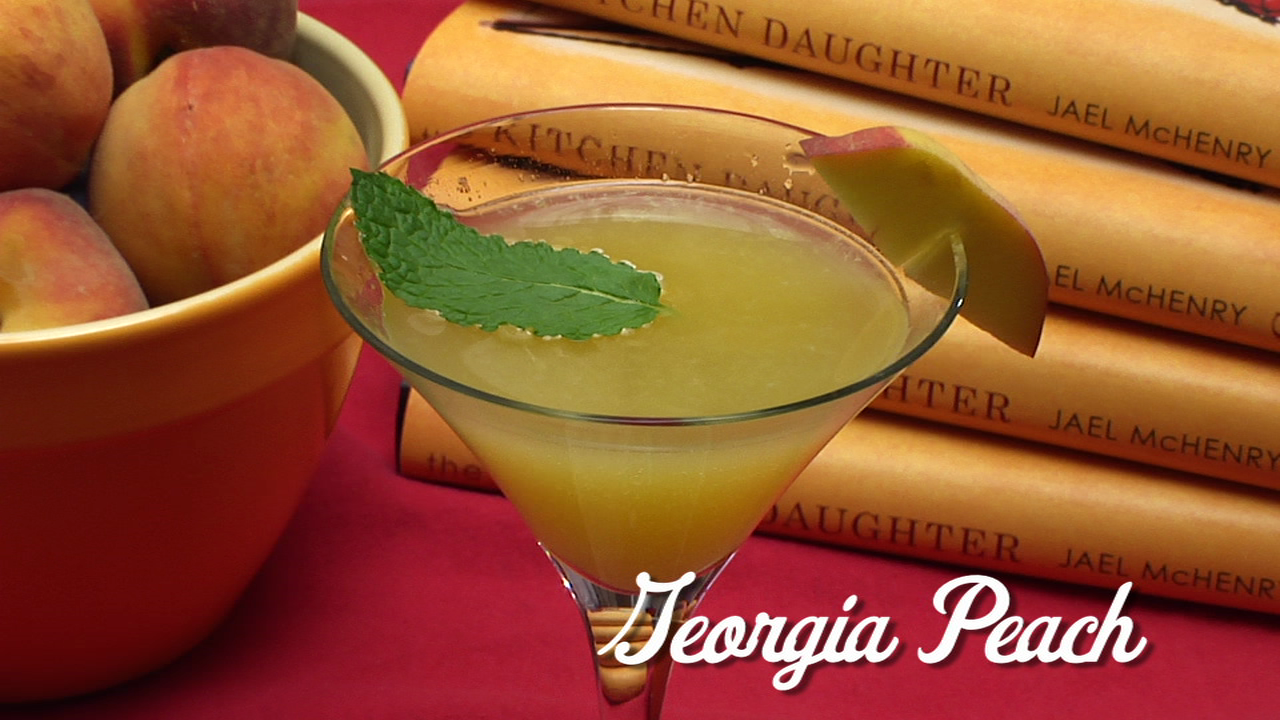 Jael McHenry prepares a Georgia Peach cocktail